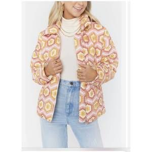 NEW SHOW ME YOUR MUMU power puffed honeycomb jacket in honeycomb daisy
